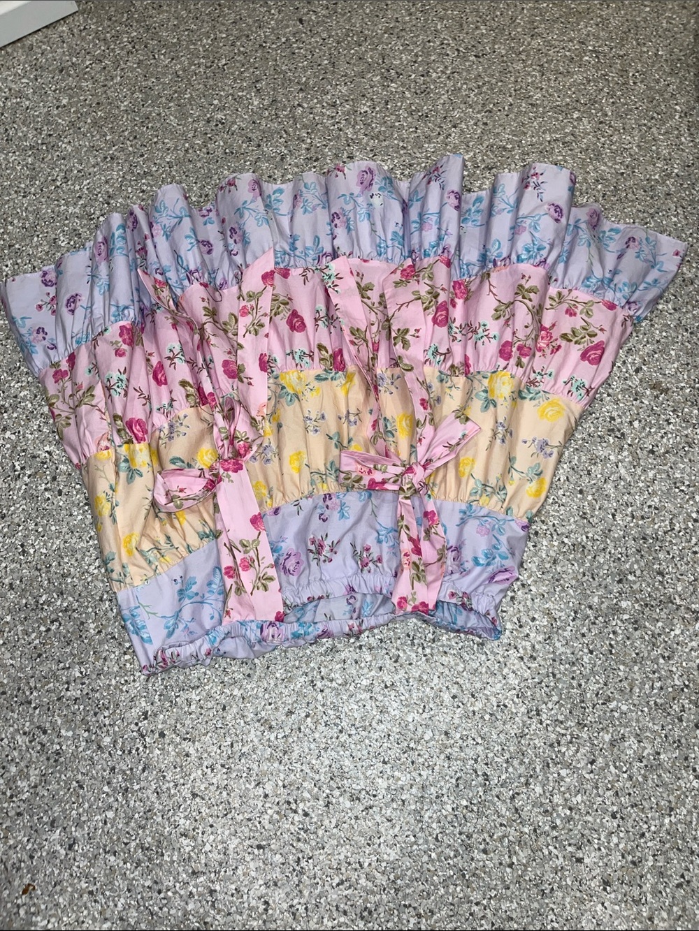 LoveShackFancy Tiered Floral Tie-Shoulder Dress - Pink, Yellow & Lavender NEW - Picture 9 of 13